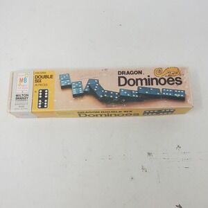 Vintage Milton Bradley Dragon Double Six Dominoes 28 Pieces Set 4130 USA 1970